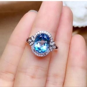 Gorgeous 925 Silver Ring oval Cut Aquamarine Ring